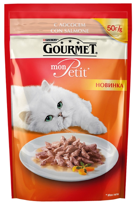 Image влажный корм для кошек Gourmet Mon petit пауч с лососем 0,05 кг