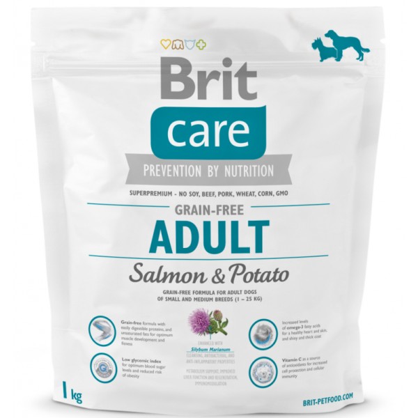 Image сухой корм для собак Brit Care Adult All Breed Salmon&Potatoes 1 кг