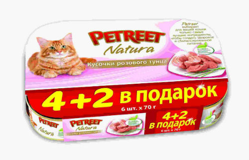 Image влажный корм для кошек Petreet Кусочки розового тунца 0,42 кг