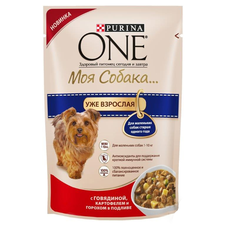 Image влажный корм для собак Purina One с говядиной Моя собака... Уже взрослая 0,1 кг