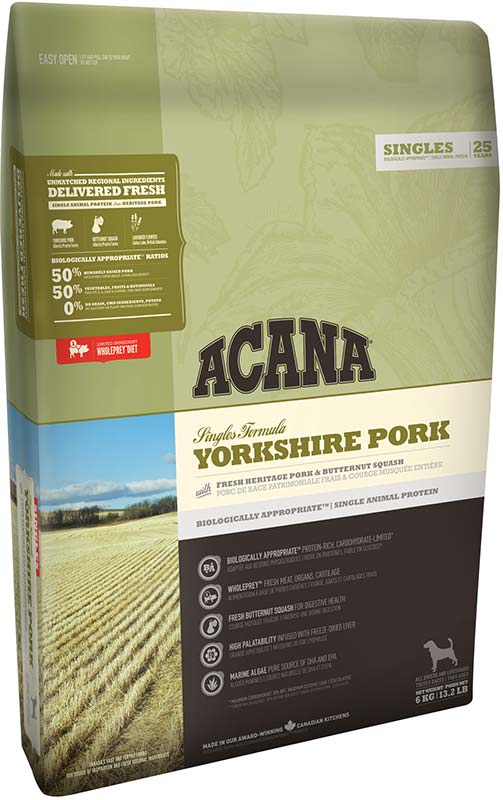 Image acana Сухой беззерновой корм для щенков и собак со свининой Yorkshire Pork (11,4 кг)