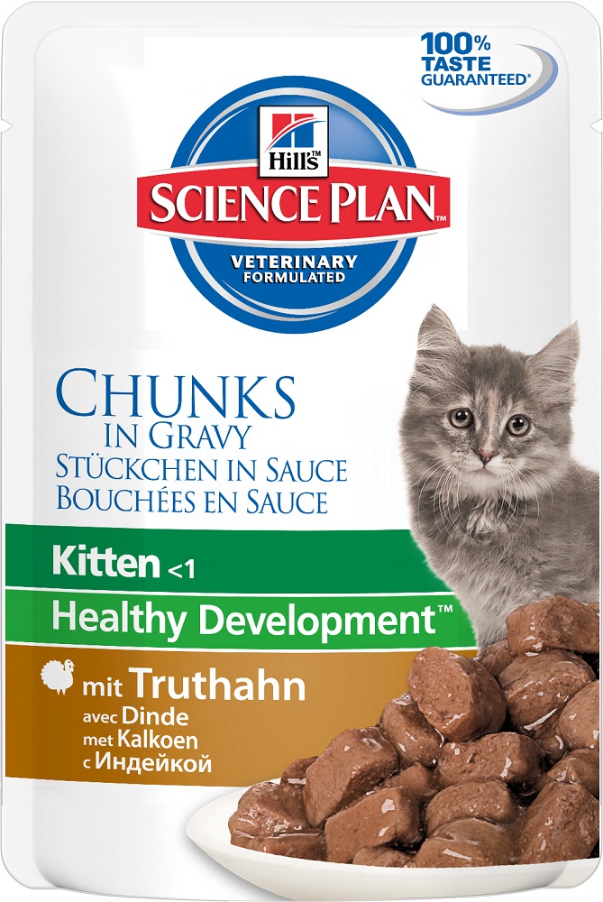 Image влажный корм для кошек Hills Science Plan Feline Kitten Healthy Development with Turkey Pouch 0,085 кг