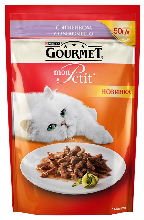 Image влажный корм для кошек Gourmet Mon petit пауч с ягненком 0,05 кг