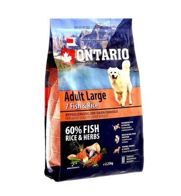 Image ontario Сухой корм для взрослых собак крупных пород с 7 видами рыб и рисом Adult Large Fish&Rice (2,25 кг)