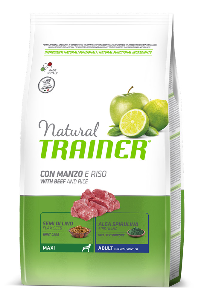 Image сухой корм для собак Trainer Natural Adult Maxi Beef and rice dry 3 кг