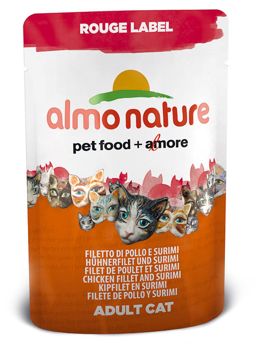 Image влажный корм для кошек Almo Nature Rouge Label Adult Cat with Chicken Fillet and Surimi 0,055 кг