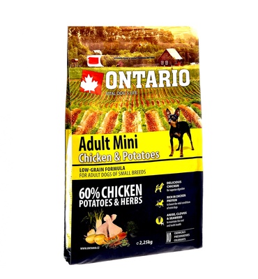 Image ontario Сухой корм для взрослых собак малых пород с курицей и картофелем Adult Mini Chicken&Potatoes (0,75 кг)