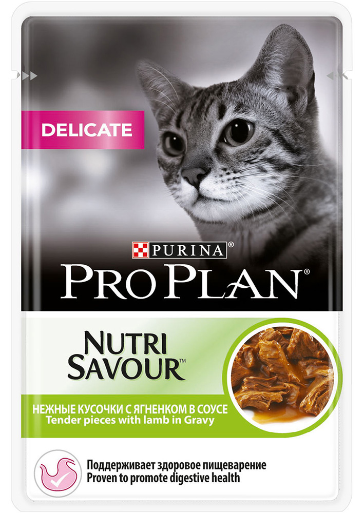 Image влажный корм для кошек Purina Pro Plan NutriSavour Delicate Feline with Lamb pouch 0,085 кг