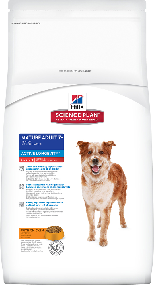 Image сухой корм для собак Hills Science Plan Mature Adult 7+ Medium with Chicken 12 кг