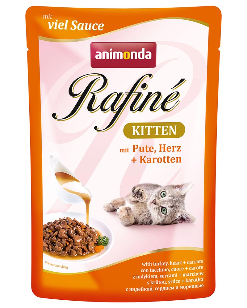 Image влажный корм для кошек Animonda Rafine Soupe Kitten пауч коктейль из индейки сердца и моркови для котят 0,1 кг