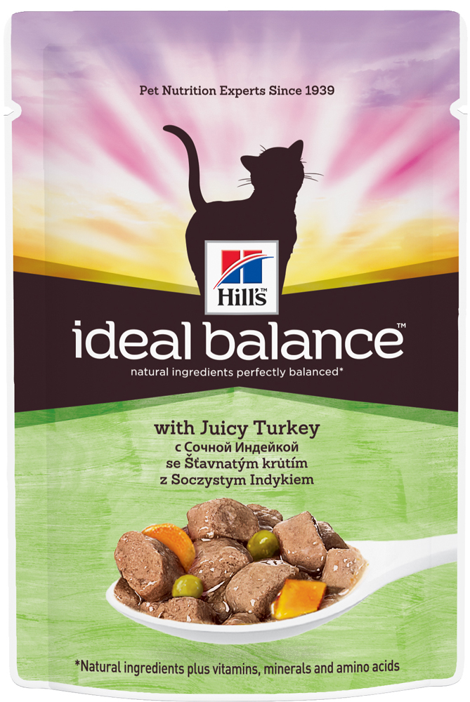 Image влажный корм для кошек Hills Ideal Balance Feline Adult with Juicy Turkey wet 0,085 кг