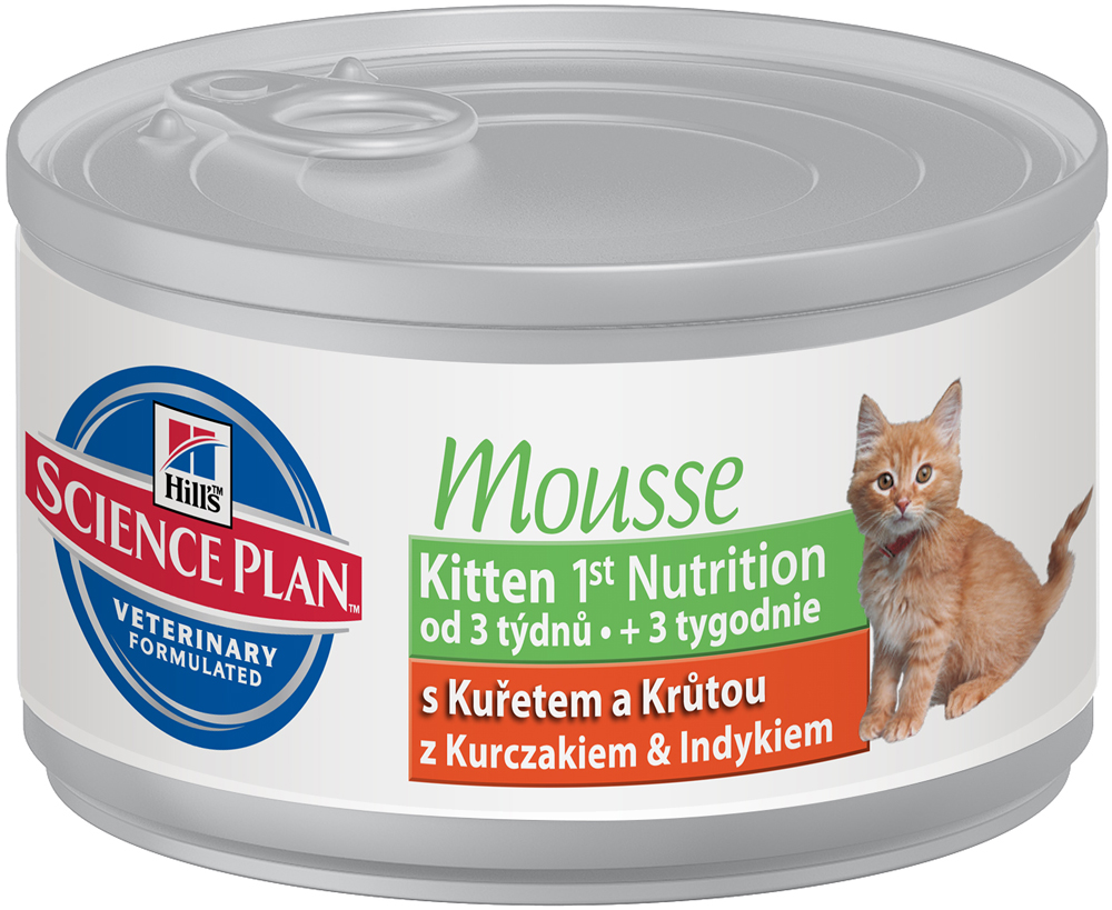 Image влажный корм для кошек Hills Science Plan Feline Kitten Mousse with Chicken & Turkey canned 0,085 кг