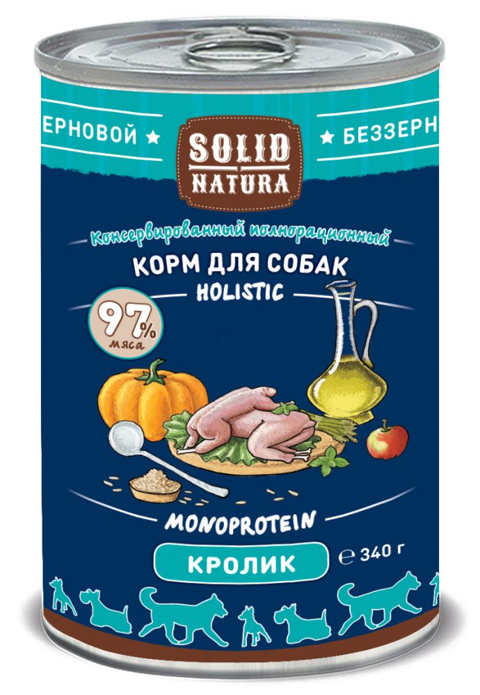 Image влажный корм для собак Solid Natura Holistic Кролик 0,34 кг