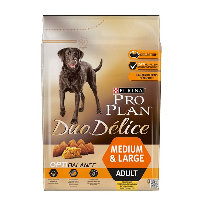 Image purina Pro Plan Сухой корм для взрослых собак с курицей и рисом Duo Delice Chicken with Rice (10 кг)