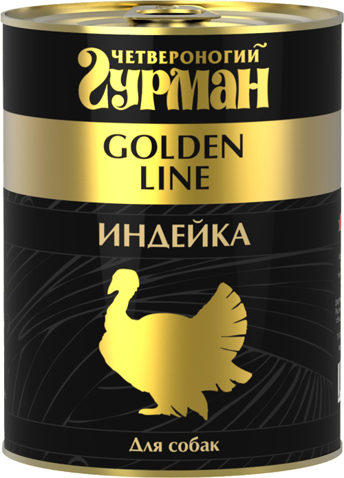 Image влажный корм для собак Четвероногий Гурман Golden line Индейка натуральная 0,34 кг