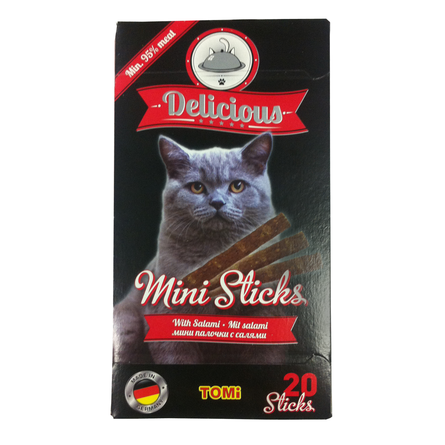 Image toMi Delicious Mini Sticks Мясные палочки для взрослых кошек (с салями), 40 гр