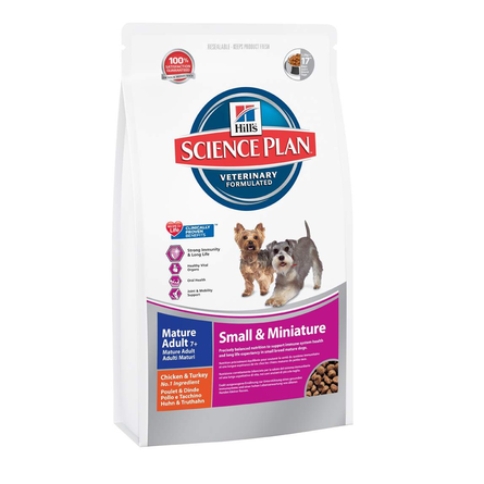 Image hill's Science Plan Canine Mature Adult 7+ Small & Miniature Сухой корм для пожилых собак декоративных и мелких пород (с курицей и индейкой), 300 гр