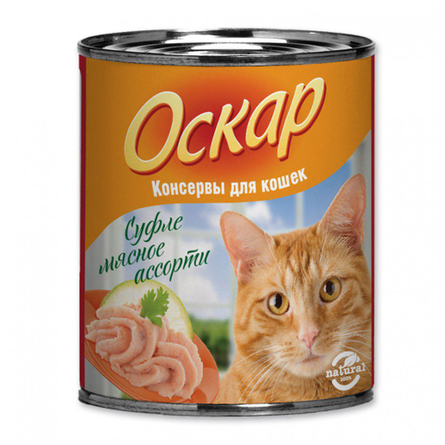 Image оскар Мусс для взрослых кошек (мясное ассорти), 250 гр