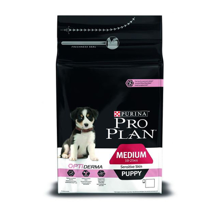 Image proPlan OptiDerma Medium Puppy Сухой корм для щенков средних пород с чувствительной кожей (с лососем и рисом), 1,5 кг