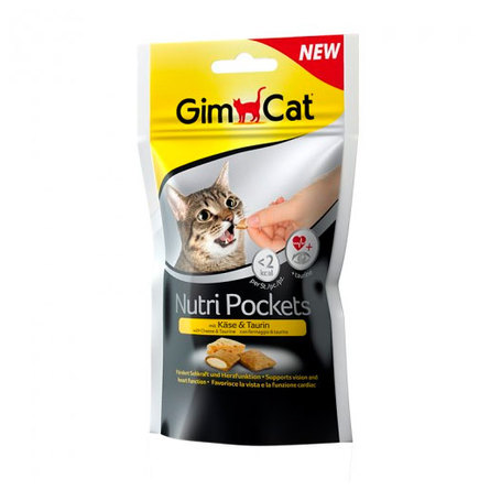 Image gimcat Nutri Pockets Витаминизированное лакомство для взрослых кошек (с сыром и таурином), 60 гр.