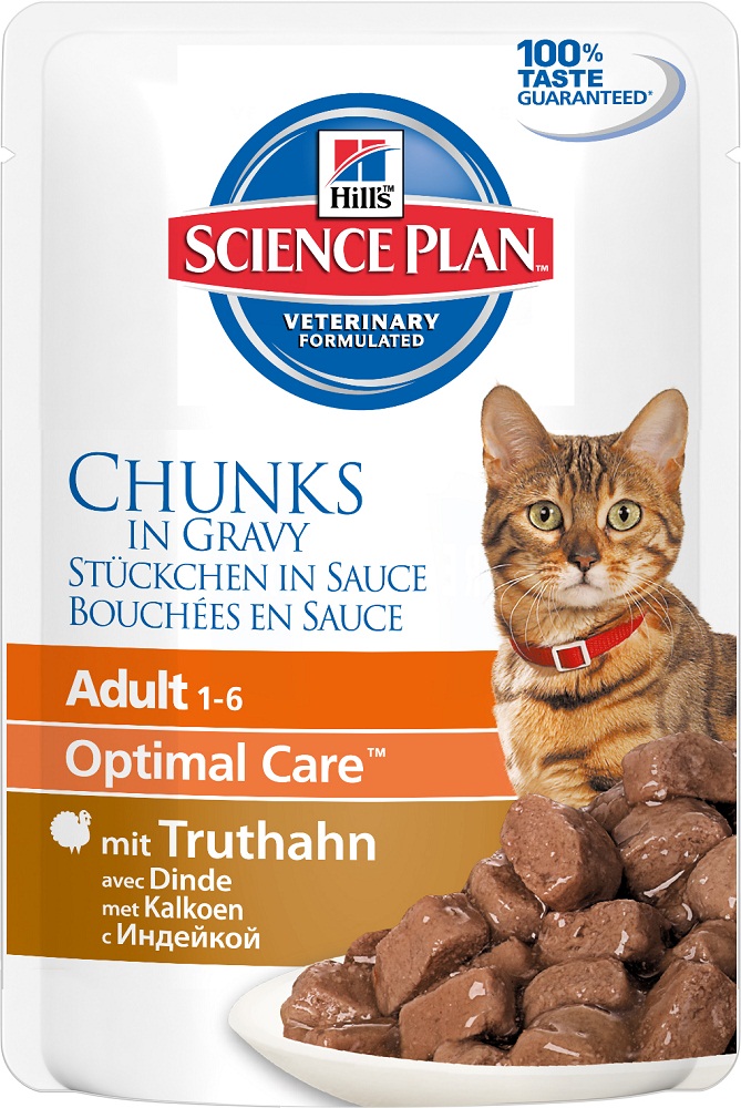 Image влажный корм для кошек Hills Science Plan Feline Adult Chunks in Gravy with Turkey Pouch 0,085 кг