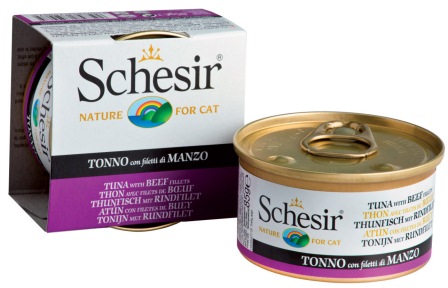 Image влажный корм для кошек Schesir Nature Tuna and Beef 0,085 кг