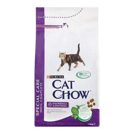Image cat Chow Special Care Hairball Control Сухой корм для взрослых кошек для выведения шерсти (мясное ассорти), 400 гр