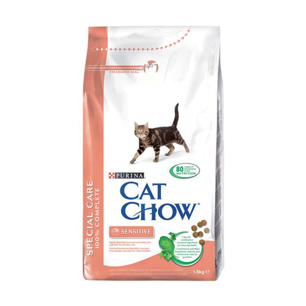 Image cat Chow Speсial Care Sensitive Сухой корм для взрослых кошек с чувствительным пищеварением (мясное ассорти), 400 гр