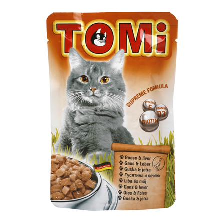 Image toMi Кусочки паштета в соусе для взрослых кошек (с мясом гуся и печенью), 100 гр