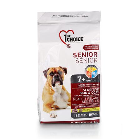Image 1st Choice Senior Sensitive Skin&Coat All Breeds Сухой корм для пожилых собак всех пород с чувствительной кожей и шерстью (с ягненком, рыбой и рисом), 2,72 кг