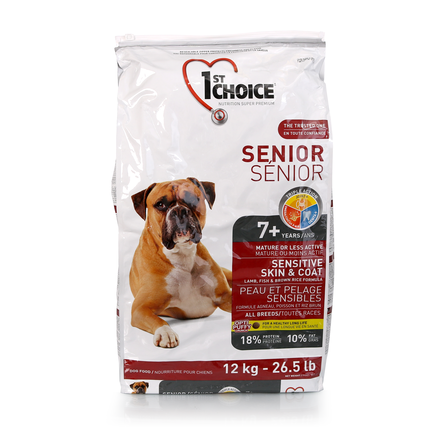 Image 1st Choice Senior Sensitive Skin&Coat All Breeds Сухой корм для пожилых собак всех пород с чувствительной кожей и шерстью (с ягненком, рыбой и рисом), 12 кг