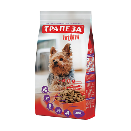 Image трапеза Мini Сухой корм для взрослых собак мелких пород (с мясом птицы), 400 гр