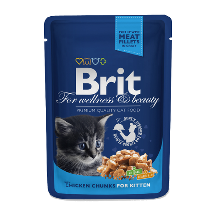 Image brit Premium Кусочки паштета в соусе для котят (с курицей), 100 гр