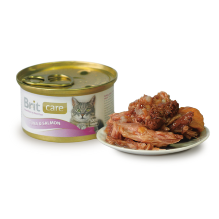 Image brit Care Cat Tuna&Salmon Кусочки филе в соусе для взрослых кошек (с тунцом и лососем), 80 гр