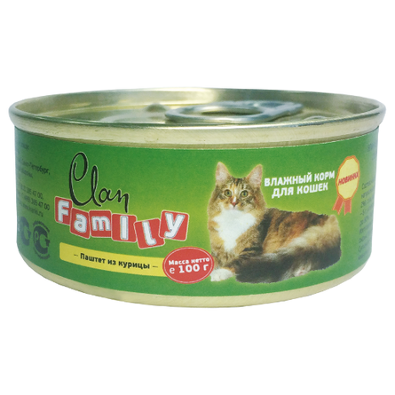 Image clan Family Паштет для взрослых кошек (с курицей), 100 гр