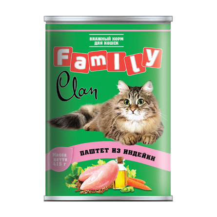 Image clan Family Паштет для взрослых кошек (с индейкой), 415 гр
