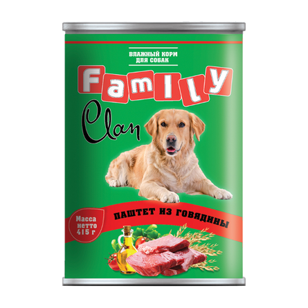 Image clan Family Паштет для взрослых собак всех пород (с говядиной), 415 гр