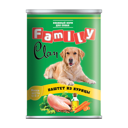 Image clan Family Паштет для взрослых собак всех пород (с курицей), 415 гр