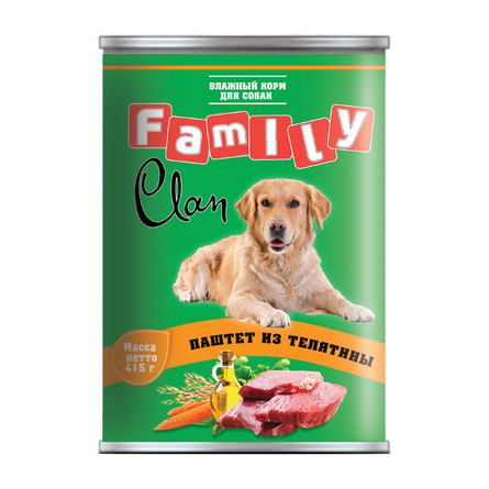 Image clan Family Паштет для взрослых собак всех пород (с телятиной), 415 гр