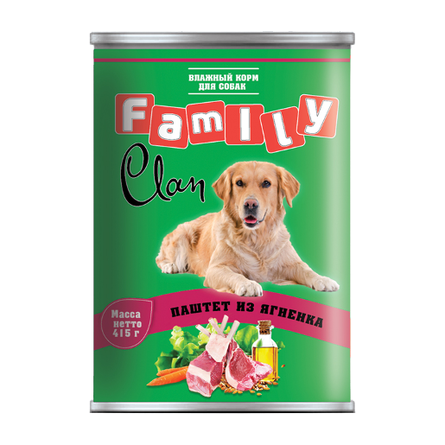 Image clan Family Паштет для взрослых собак всех пород (с ягненком), 415 гр