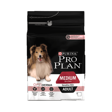 Image pro Plan OptiDerma Medium Adult Сухой корм для взрослых собак средних пород с чувствительной кожей (с лососем и рисом), 3 кг