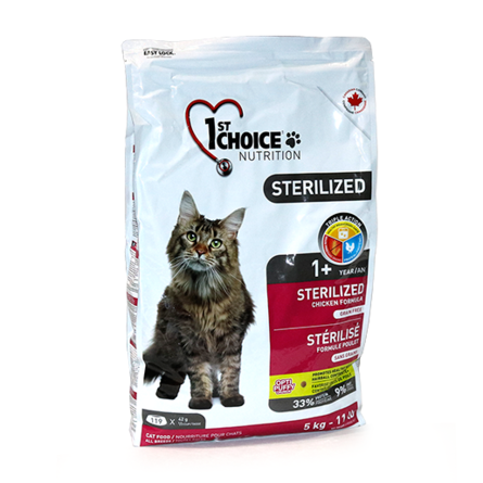 Image 1st Choice Sterilized Сухой корм для кастрированных котов и стерилизованных кошек (с курицей и бататом), 5 кг