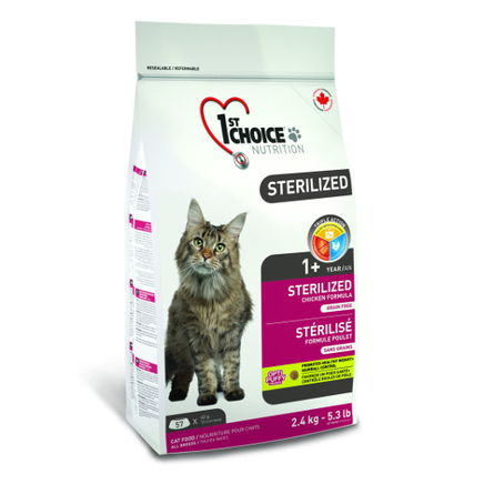 Image 1st Choice Sterilized Сухой корм для кастрированных котов и стерилизованных кошек (с курицей и бататом), 10 кг