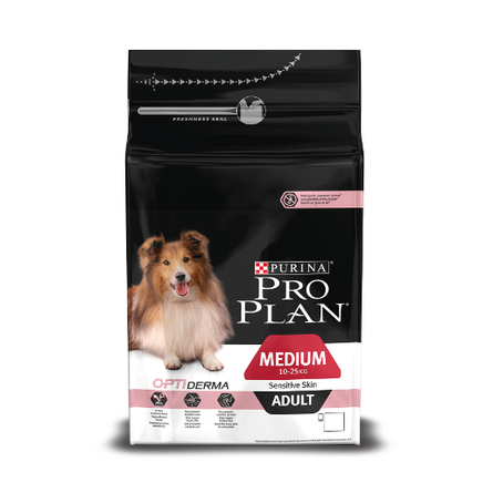 Image pro Plan OptiDerma Medium Adult Сухой корм для взрослых собак средних пород с чувствительной кожей (с лососем и рисом), 14 кг