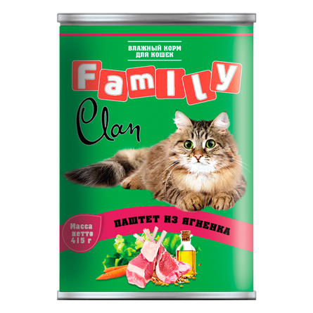 Image clan Family Паштет для взрослых кошек (с ягненком), 415 гр