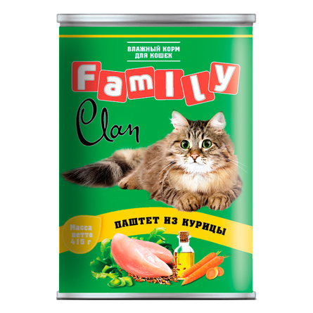 Image clan Family Паштет для взрослых кошек (с курицей), 415 гр
