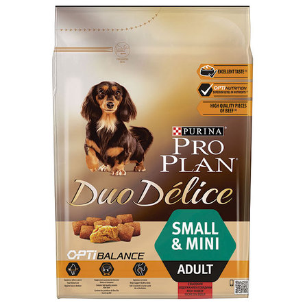 Image pro Plan Duo Delice Small & Mini Adult Сухой корм для взрослых собак мелких и декоративных пород (с говядиной и рисом), 2,5 кг