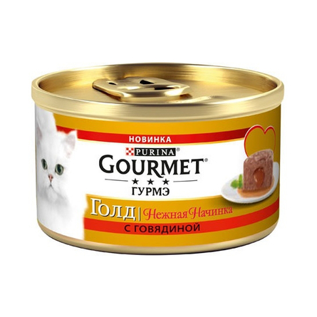 Image gourmet Gold Паштет с соусом для взрослых кошек (с говядиной), 85 гр