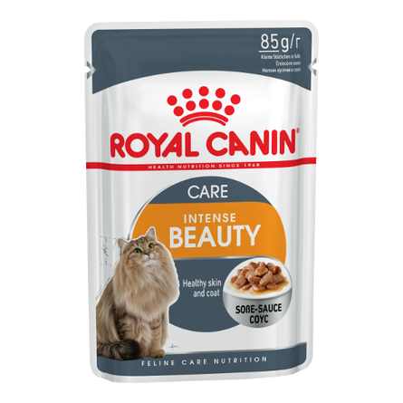 Image royal Canin Intense Beauty Кусочки паштета в соусе для взрослых кошек для кожи и шерсти, 85 гр