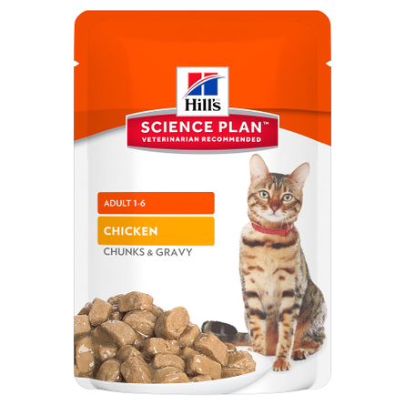 Image hill's Science Plan Optimal Care Кусочки паштета в соусе для взрослых кошек (с курицей), 85 гр